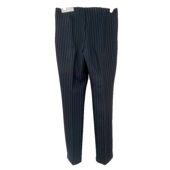 Chico's 360 Juliet Ankle Pants in Navy Blue with White Pinstripe Size 6 - Picture 4 of 11